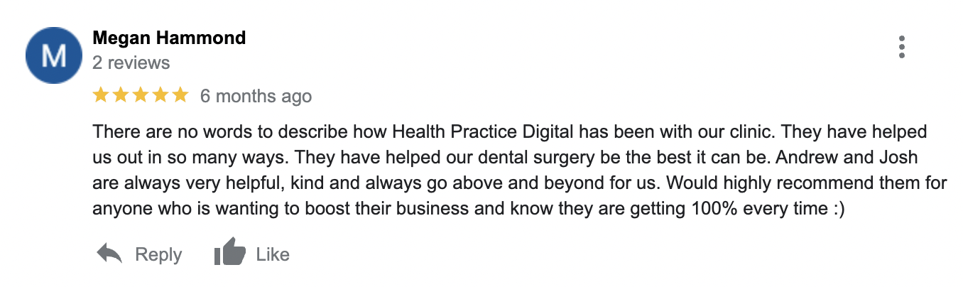 Megan H. Dental Google Review